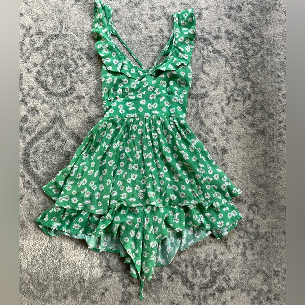 Urban Outfitters Green Floral Romper